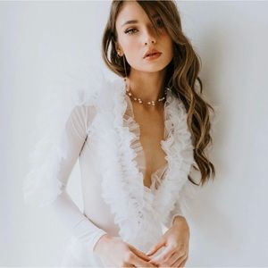 Holly Ruffle Mesh Bodysuit - Size L - Brand new never worn!